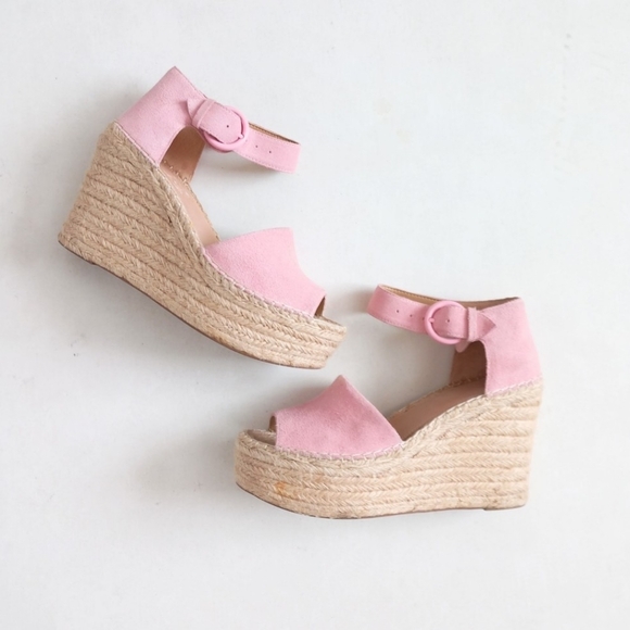 Marc Fisher suede pink wedge platform espadrille sandals - Picture 2 of 16